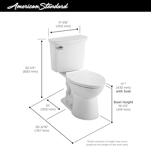 Miniatura 3 de American Standard 238AA104.020 VorMax - Inodoro alargado de altura derecha de alta eficiencia con palanca de viaje izquierda, color blanco