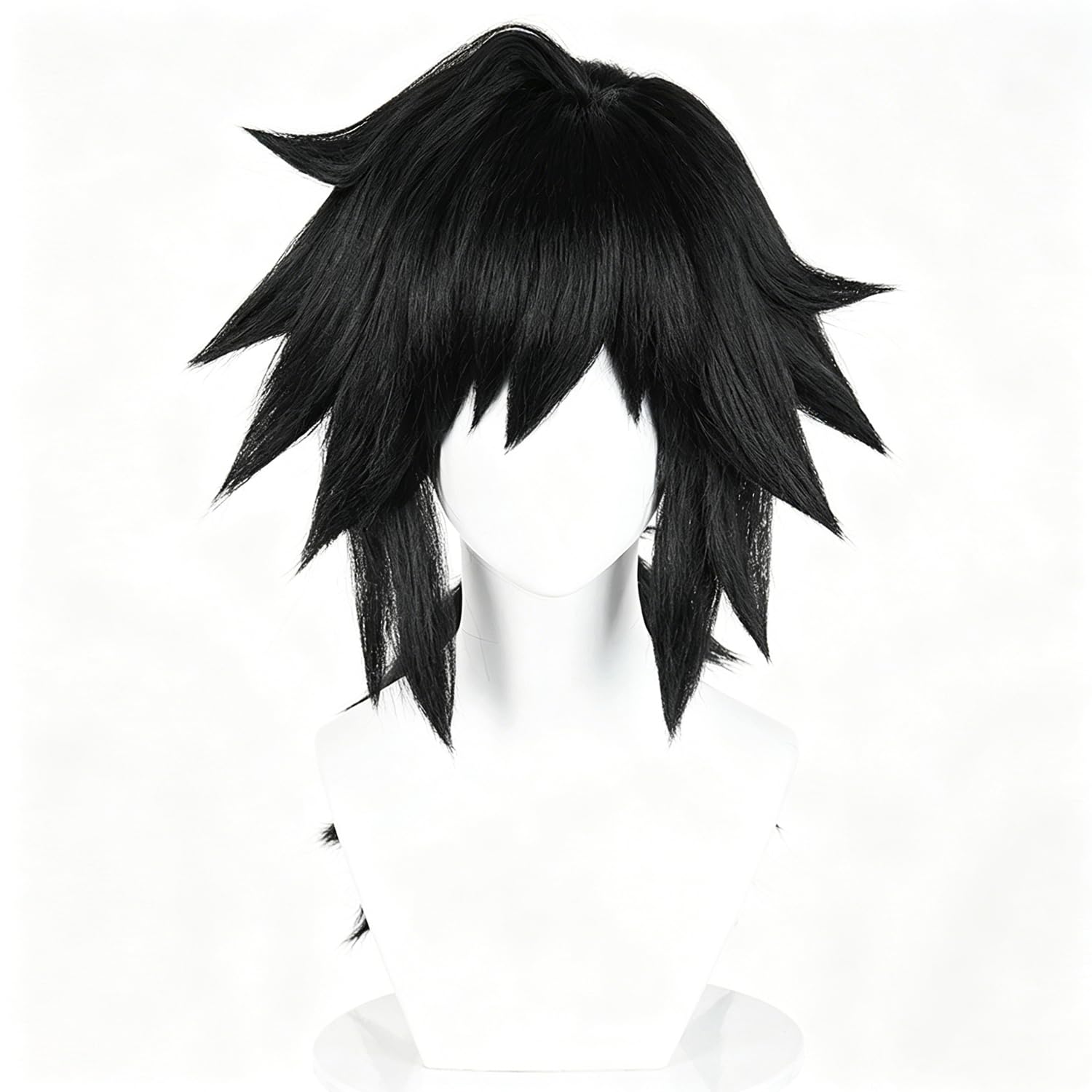 Schwarz Spiky Ponytail Lange Cosplay Perücken für Unisex Männer Frauen Halloween Konventionen Cos Anime Party Hitzebeständig Kunststoff Kostüm Haare