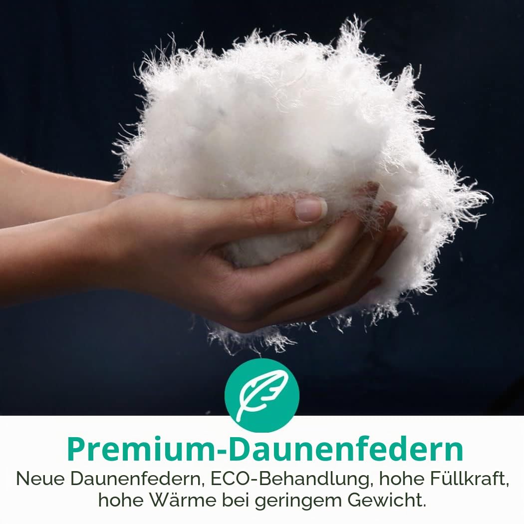 APSMILE Ganzjahres Daunendecke 200x200cm, Federbettdecke 200x200 cm, Hotel Collection Duvet, Geeignet für Doppelbett mit Wärme Natur Daunen Bettdecke, 8 Eckregister (Weiß)
