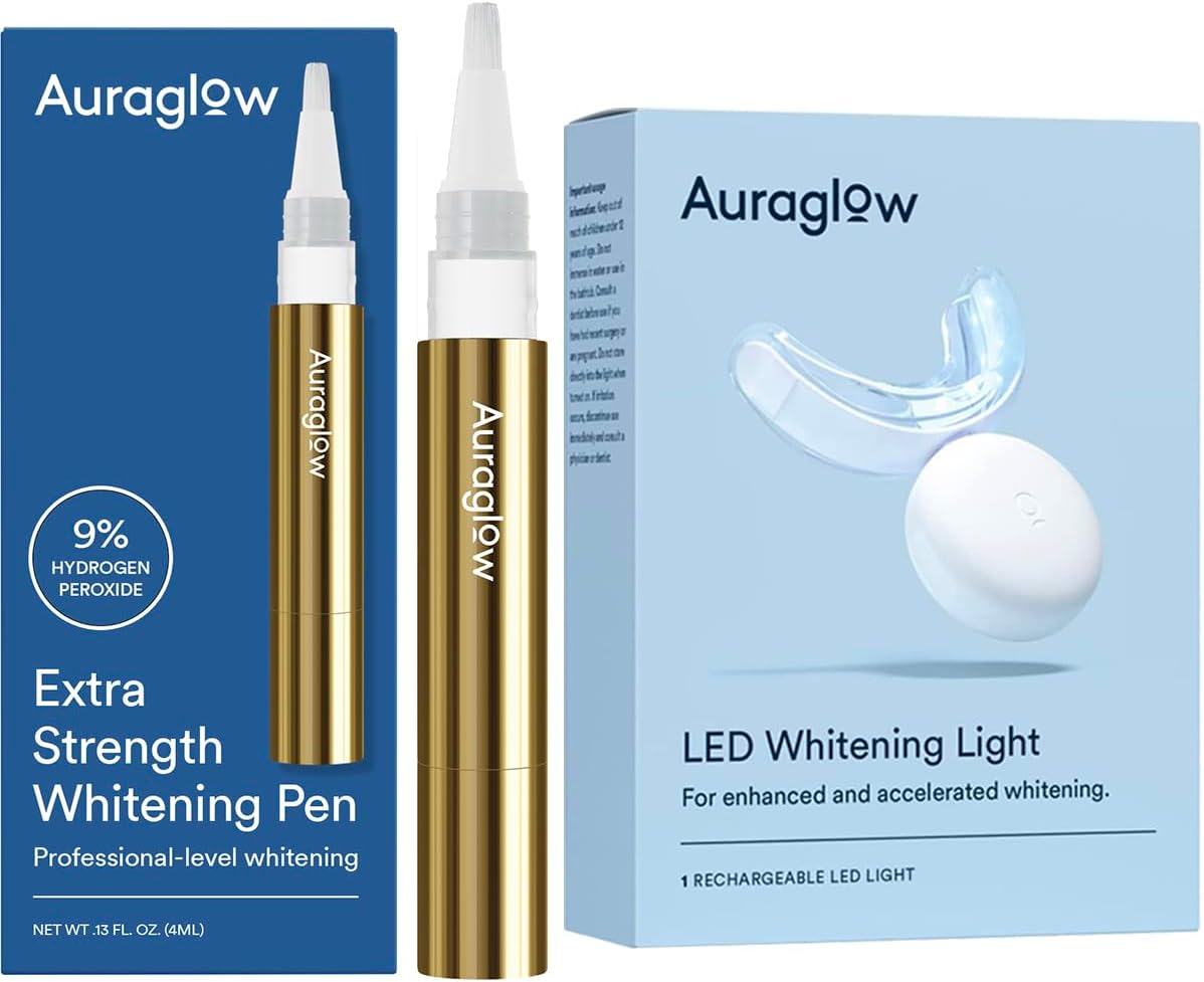 Auraglow Extra Strength Pen & LED Whitening Light Health