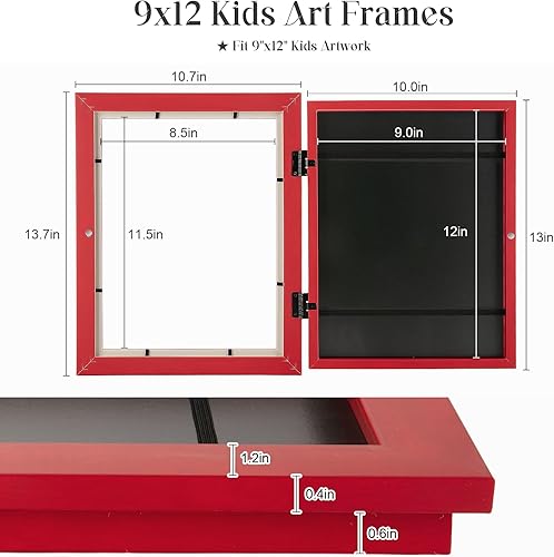 Miniatura 122 de [Paquete de 2] Marcos de arte para niños, marcos de arte para niños, de 8.5 x 11 pulgadas, con apertura frontal, intercambiables, marco de Crema
