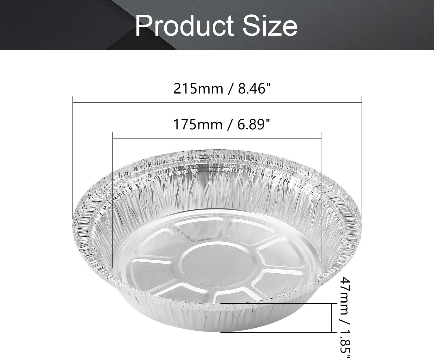 Othmro 50 Pack Aluminum Pans 175mm(Bottom)*215mm(Top) Dia Disposable Foil Pans Cookware Great for Baking, Cooking, Grilling, Serving & Lining Steam Table Trays Chafers