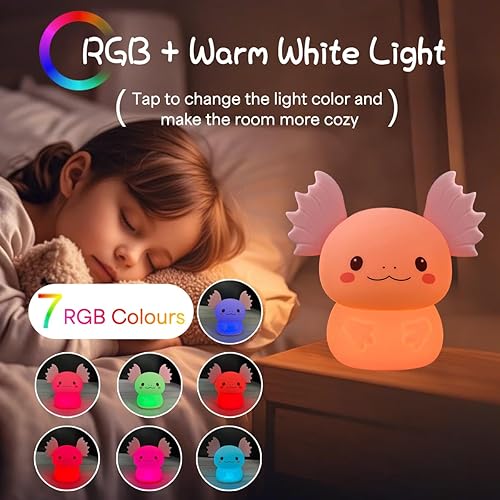 Miniatura 3 de Regalos de Axolotl Luz Nocturna para Niños, Bonita Lámpara de Axolotl de Silicona para Bebé y Niño Pequeño, Luz Nocturna de Animales para Niños y