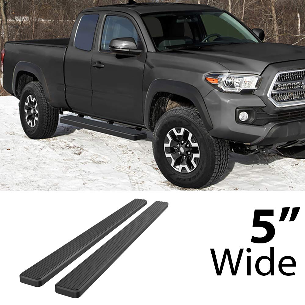 APS Running Boards 5 inches Matte Black Compatible with Toyota Tacoma 2005-2023 Access Cab Stainless Steel (Nerf Bars Side Steps Side Bars)