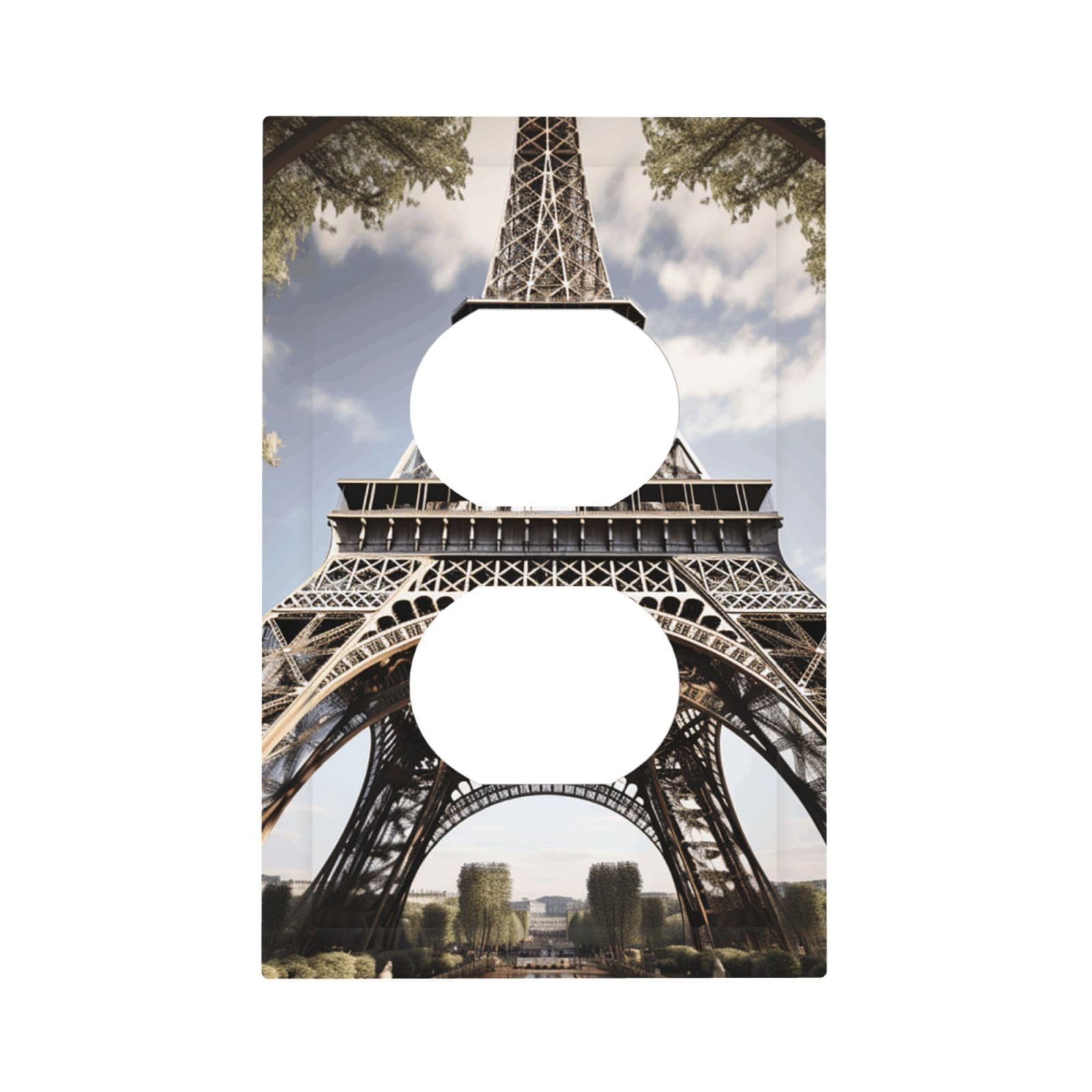 1-Gang Decorator Wall Plate Eiffel Tower French Paris Monument Light Switch Cover Single Gang Receptacle Outlet Wall Plate Mid Size 5" x 3" Wallplate Unbreakable Polycarbonate Outlet Faceplates Covers