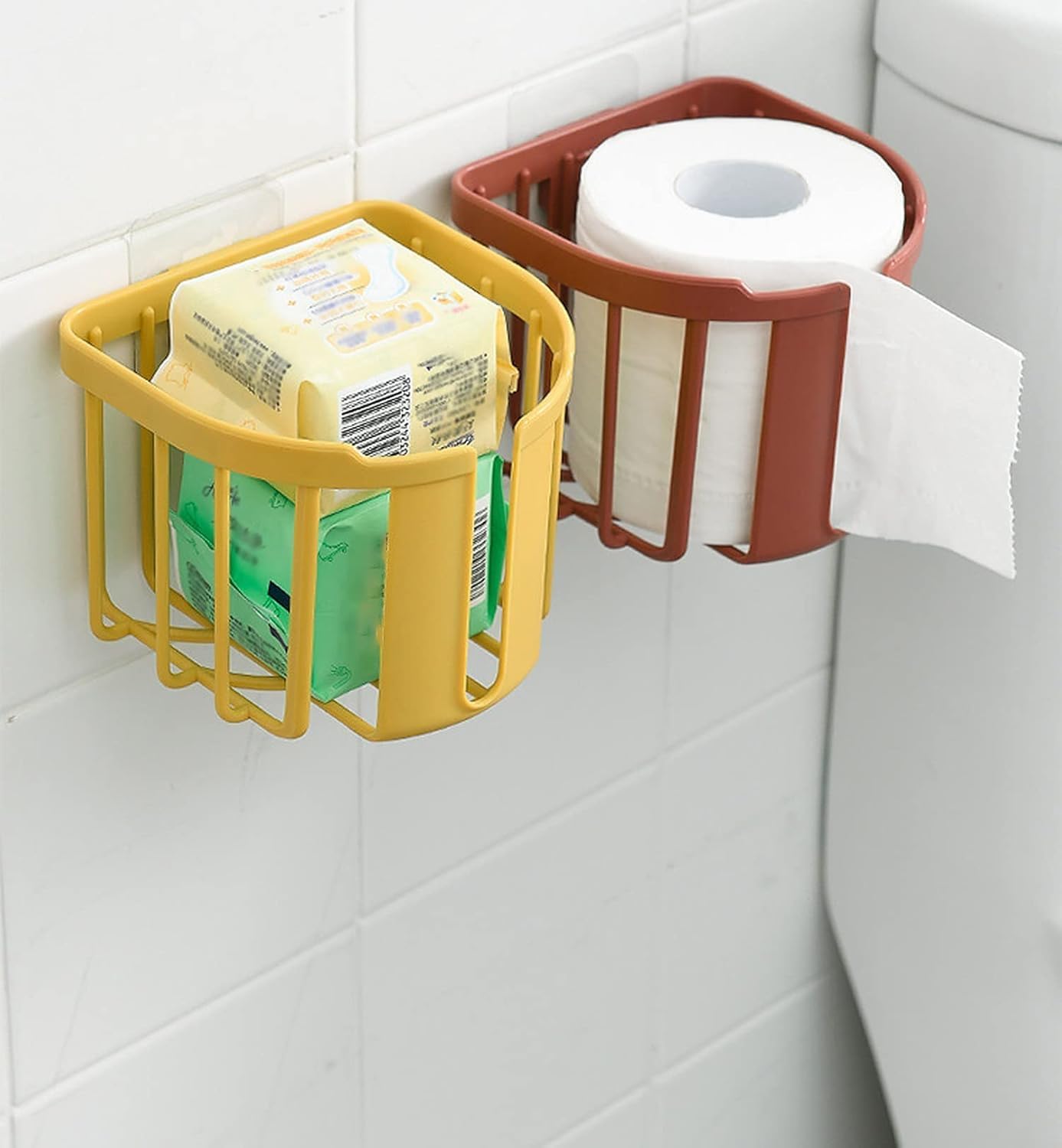 CHIDDHAN Toilet Paper Holder Bathroom/Kitchen Self Adhesive Sticker Tissue Roll Wall Mounted (Set of 3 Pcs) 4