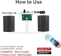 Vista 4 de STUDIOFINIX Altavoces para interiores y exteriores de 6.5 pulgadas con cable, impermeables, altavoces pasivos de montaje en pared, graves potentes