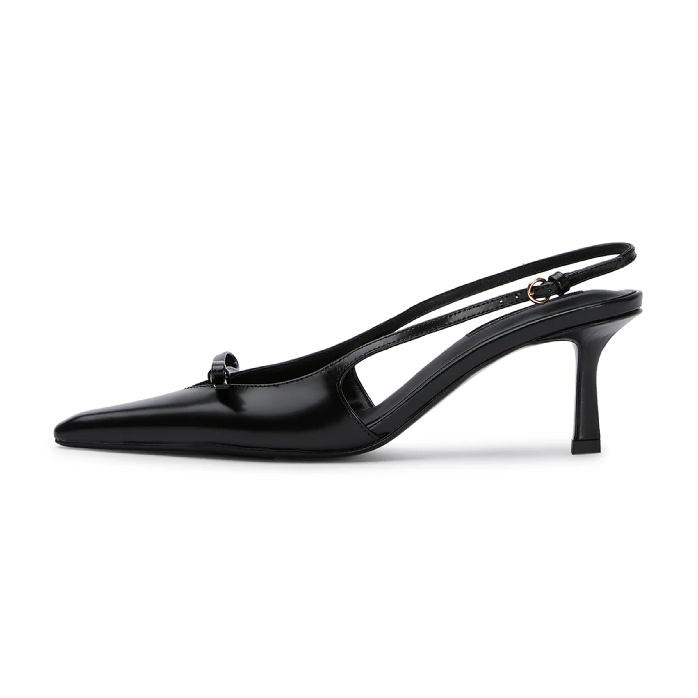 Mattiventon Kitten Heels with Bow Closed Toe Slingback Heels