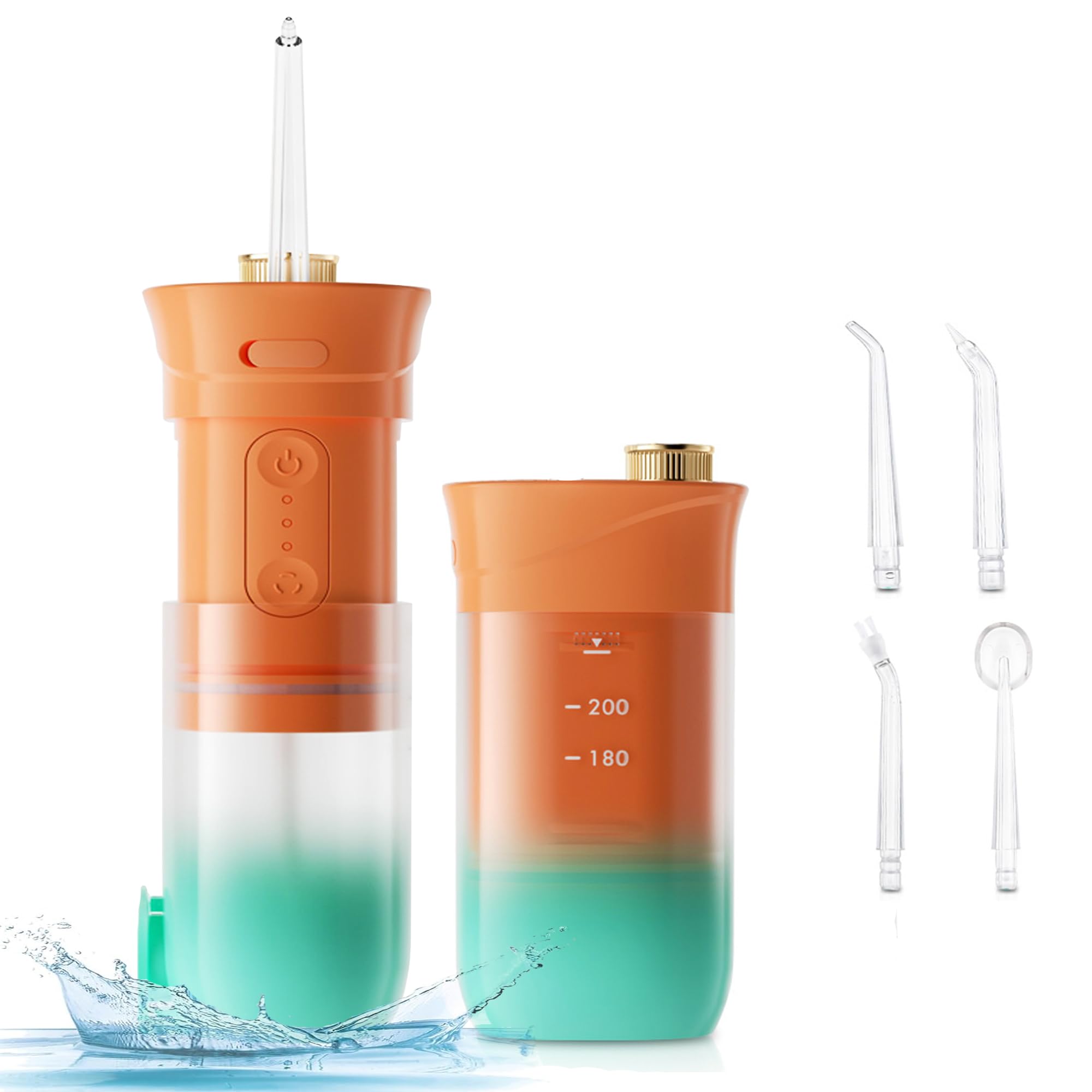 Smart Water Flosser with 200ml water tank capacity, Oral Flosser Portable & Rechargeable, Cordless Dental Flosser, IPX7 Waterproof, 4 Nozzles, 3 Modes, Flossing at Home and Travel-picture-37