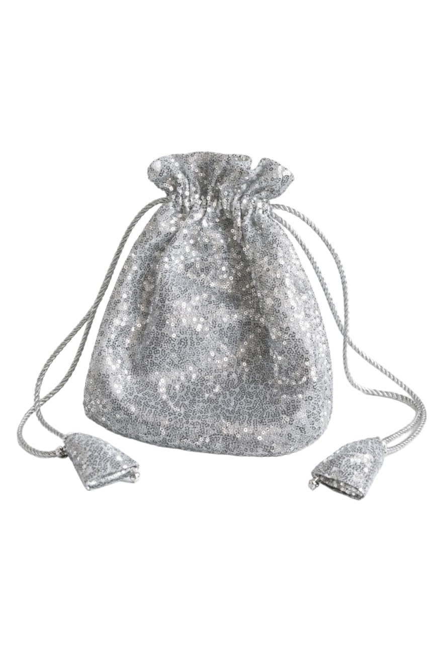 Sequin Drawstring Bag, Gold, Glitter Pouch with Tassel Details, Evening Party Handbag-image-36