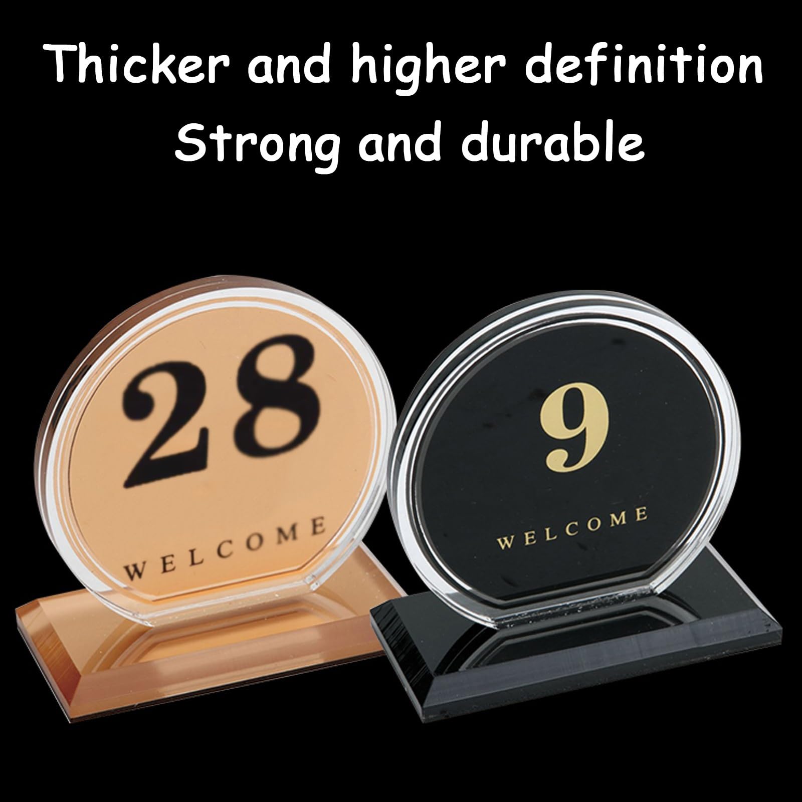 Números de mesa for bodas - Letreros de doble cara for restaurantes (9 x 9,5 cm/3,54 x 3,74 pulgadas) - Soporte acrílico for letreros en restaurantes, cafeterías, hoteles y supermercados(Gold,21 30)