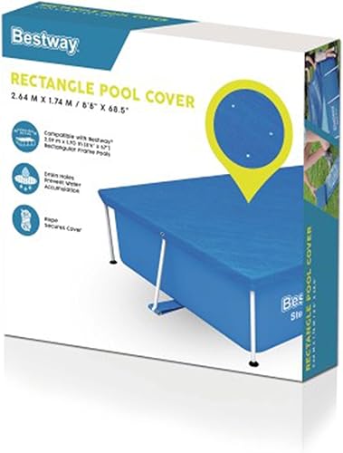 Miniatura 9 de Bestway 58105 Flowclear Pro - Cubierta rectangular de polietileno resistente a los rayos UV sobre el suelo de 102 x 67 pulgadas, con cuerdas, color