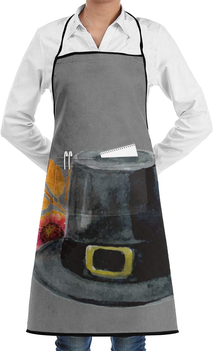 SNWDIQIDA Thanksgiving Black Hat Cooking Kitchen Aprons with Pockets Chef Servers