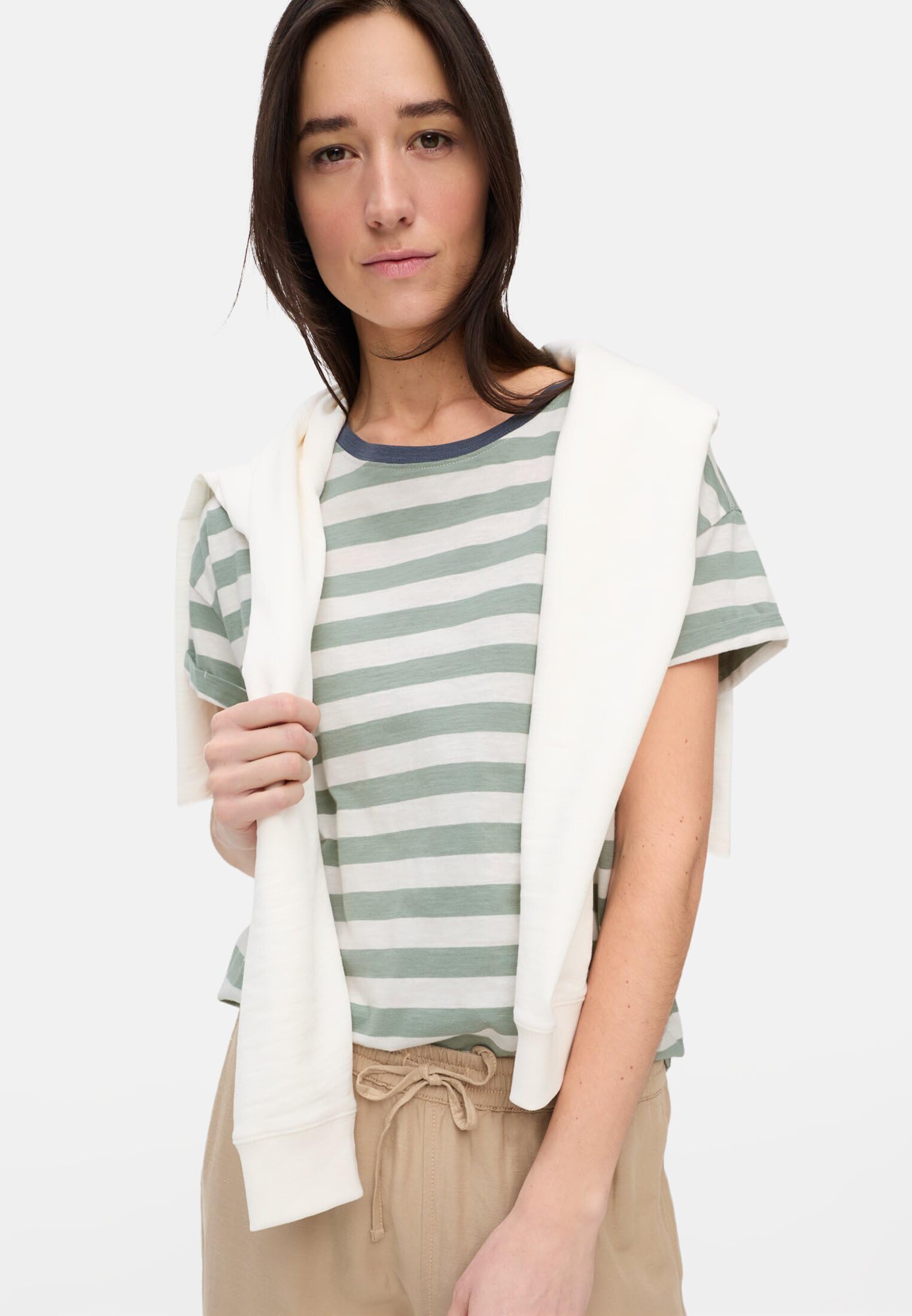 camel active Damen T-Shirt aus Reiner Baumwolle