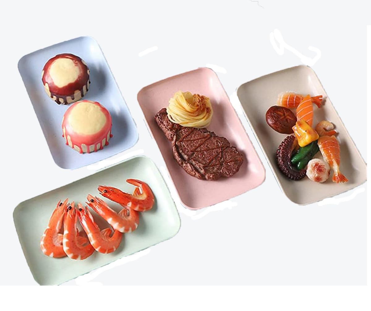 Wheat Straw Rectangular Plates, Set of 4