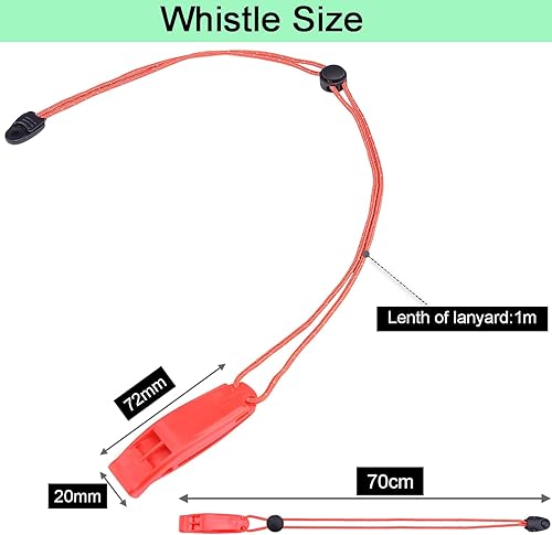 Miniatura 20 de Paquete de 4 silbatos de emergencia con cordón reflectante ajustable, silbato de seguridad para supervivencia al aire libre, senderismo, camping