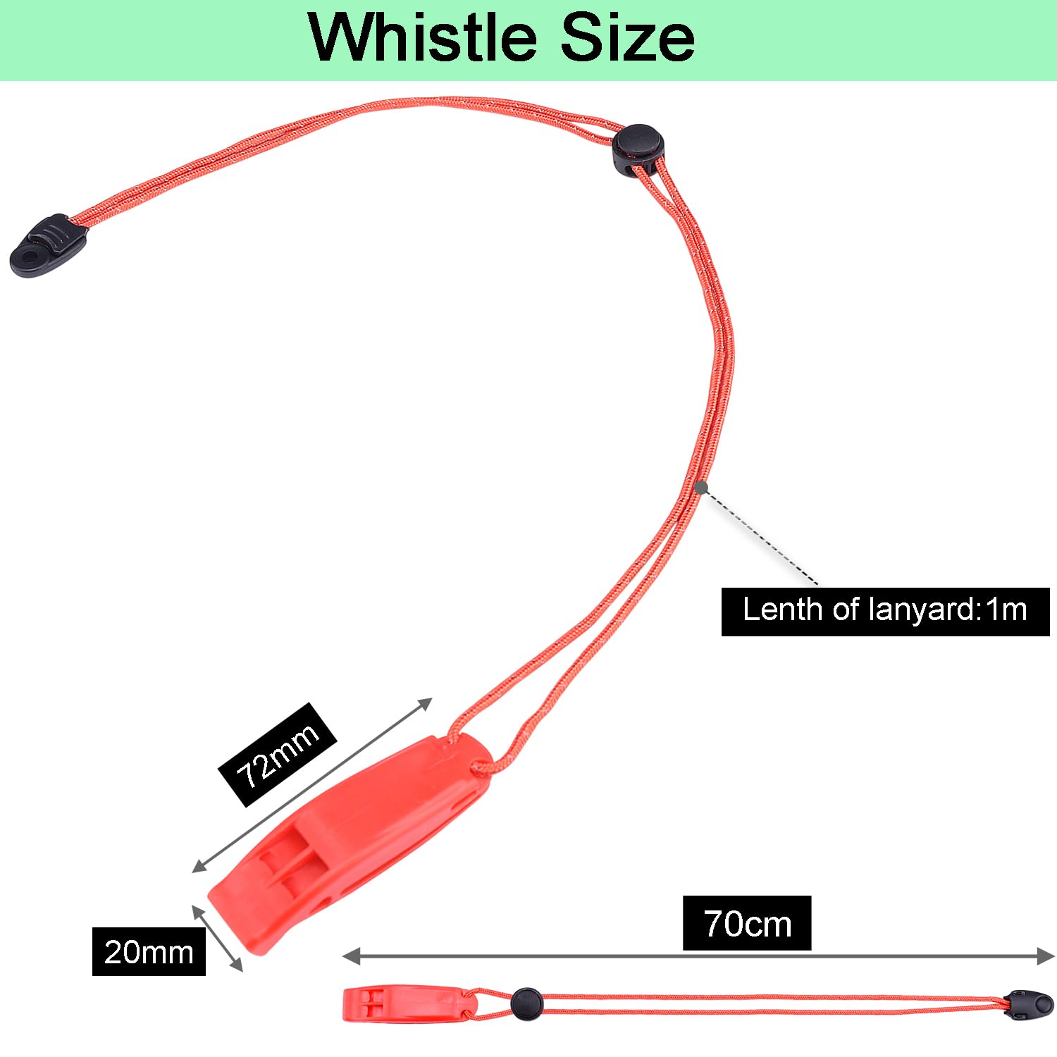 4 Pack Emergency Whistles, Loud Shrill Safety Whistle with Reflective Lanyard for Outdoor Climbing Hiking Camping Fishing Boat Kayak Life Vest Jacket Boating Water Survival Rescue Signaling (Orange)