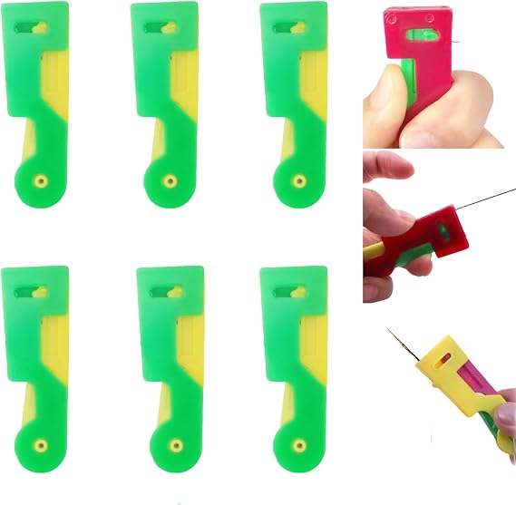 Automatic Needle Threader, Upgraded Needle Threaders for Hand Sewing, Sewing Machine Needle Threader, Plastic Random Color Needle Threader Sewing Tool for DIY Embroidery Cross Stitch Craft(6 pcs)