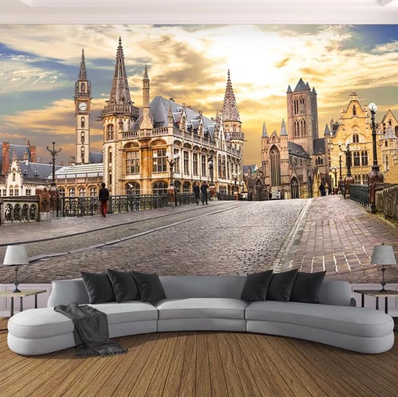 Papier peint 3D paysage de ville européenne salon 150x105 cm
