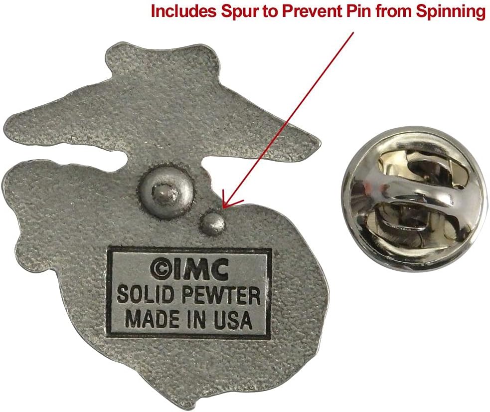 US Marine Corps EGA OR Bulldog Solid Pewter Lapel Pin Made in USA - Image 2