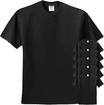 Jerzees Mens Heavyweight Blend Short Sleeve T-Shirt, Black, Medium.  Pack6