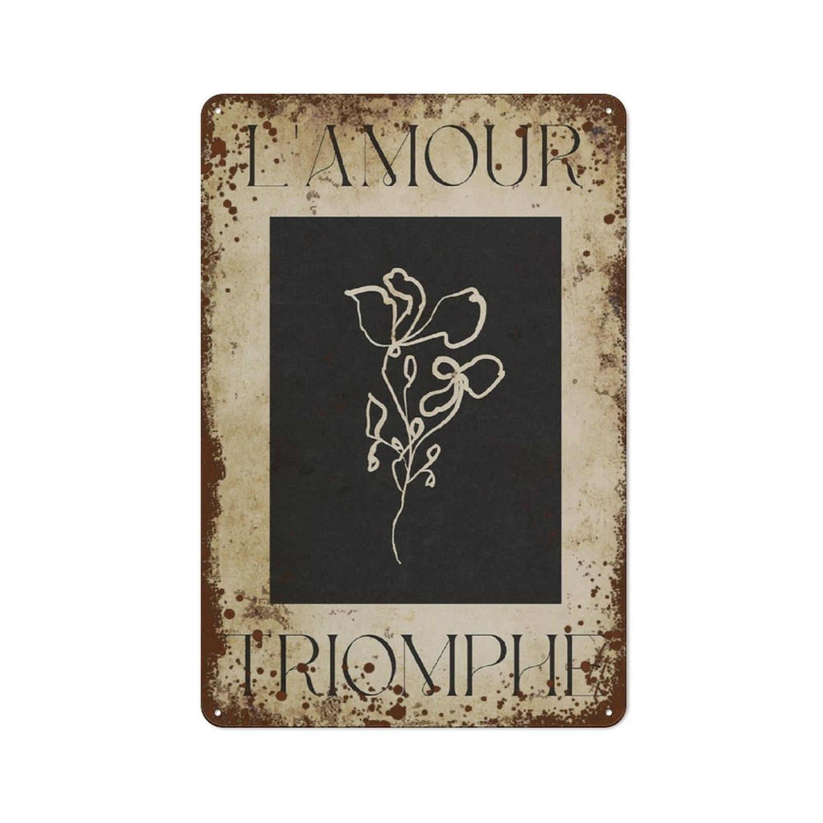 Kwqdozf Style-13 8X12 Inch L'amour Triomphe, Black Background ,Chic ,French Wall Decor, Funn