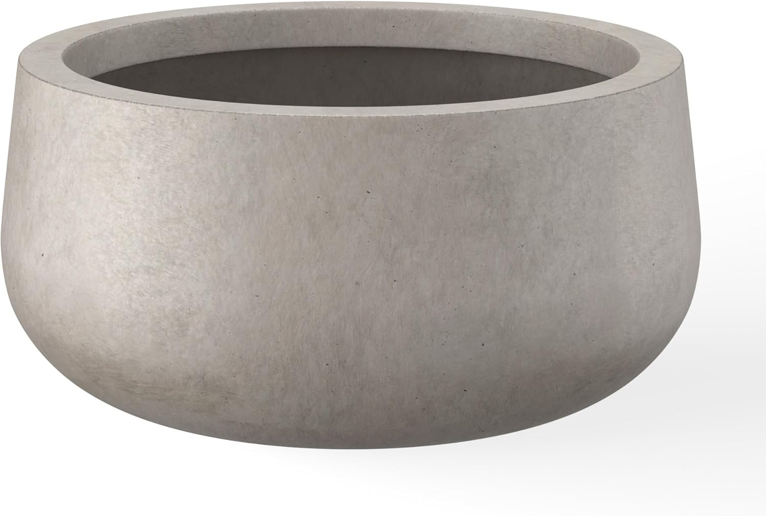 Kante 11.8" Round Concrete Planter with Drainage Hole & Rubber Plug - Modern Curved Design for Indoor Outdoor Gardens