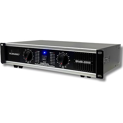 MUSYSIC Professional Power Amplifier 2 Channel 2000W - Home Audio Component Amplifiers for DJ, PA System, Speakers - high Quality Stereo Amp with Digital Audio Processing - Stereo XLR & 1/4" Inputs
