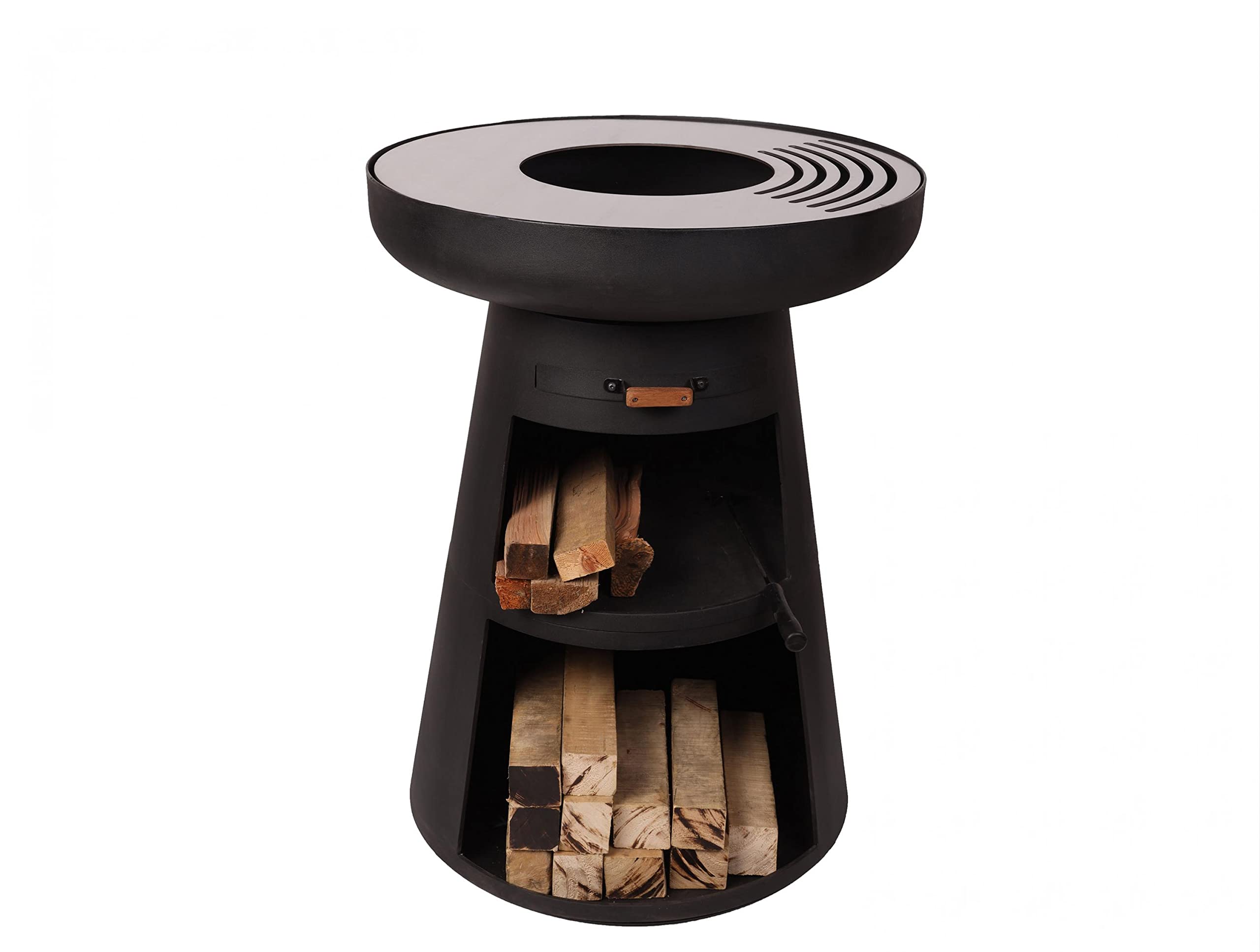 PUR LINE | Barbecue en acier avec grille en acier inoxydable et fonction brasero – Barbecue diamètre 60 cm, comprend couvercle étanche, tiroir cendrier et espace pour le bois de chauffage