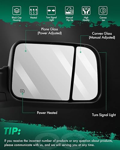 Miniatura 2 de SCITOO Espejos de remolque aptos para Dodge para Ram Accesorios Exteriores espejos compatibles con Ram 2009-2016 para Ram 1500 2500 3500 con sensor