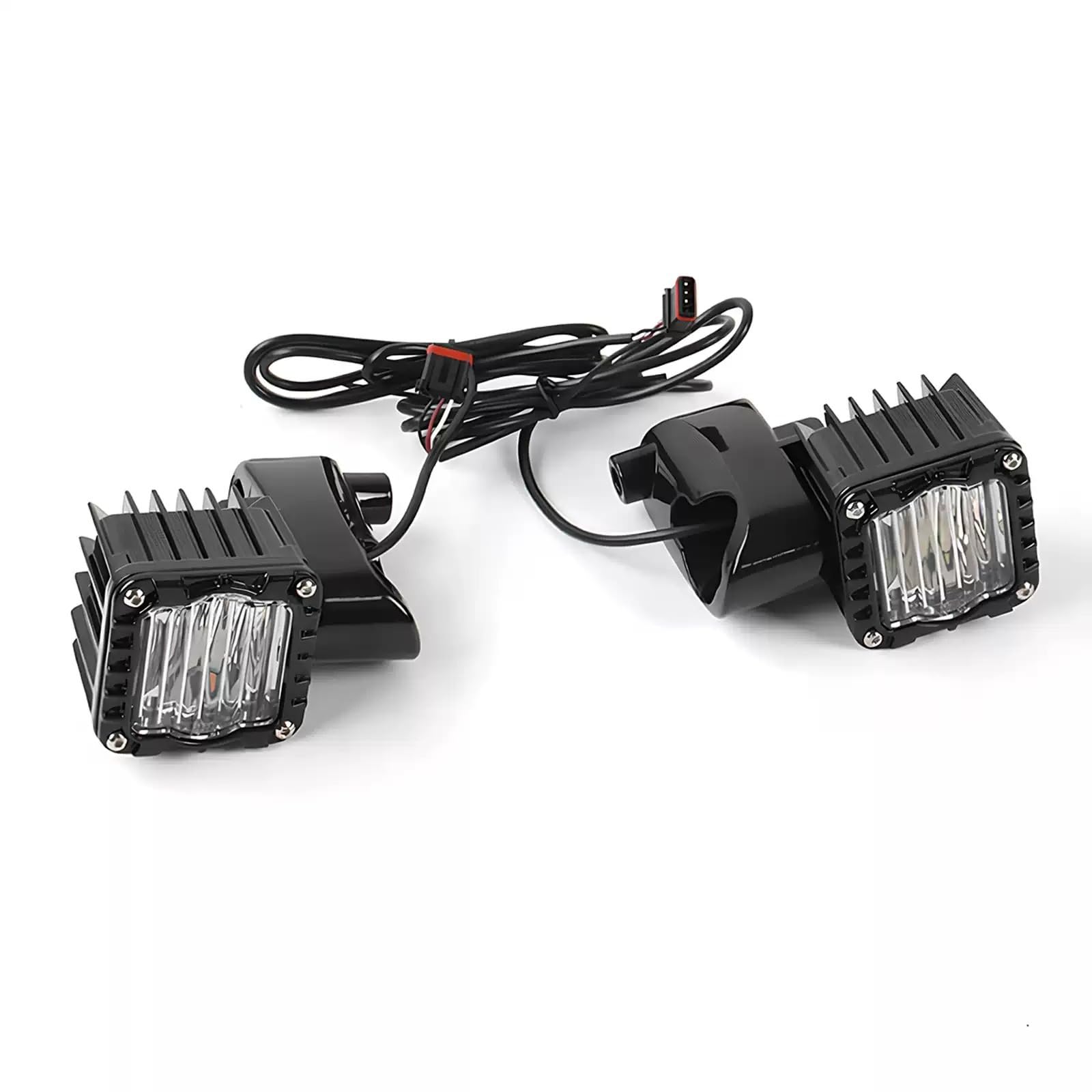 Set Luces Auxiliares lanteras para cicleta con Carcasa Negra y Disipador Conectable con Arnés Cableado para Mejorar la Visibilidad Acuado para Personalización la Parte Frontal, Color to 2