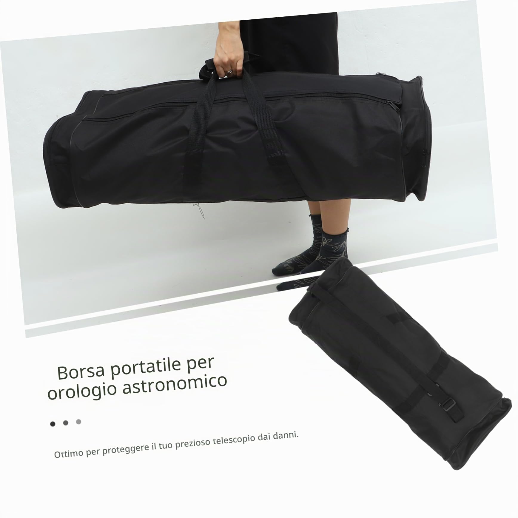 Borsa per Telescopio in Nylon Nero, Custodia Protettiva Portatile per Uso Outdoor, Trasporto a Mano e Design Semplice
