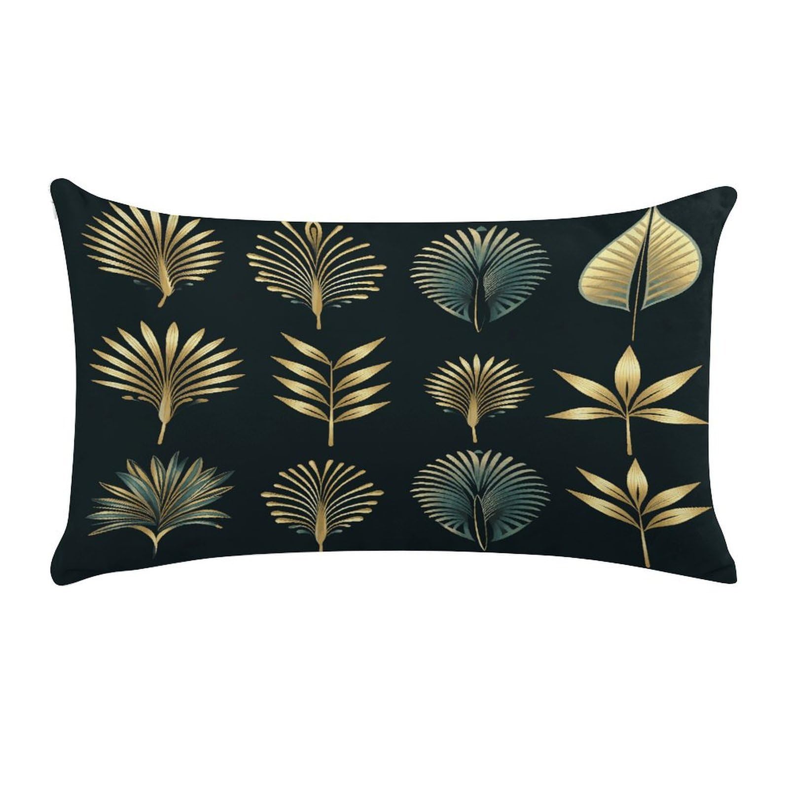 MUSM Golden Palm Leaves Throw Pillow Cover Long Super Soft Pillowcase Luxury Plush Pillowcase Decorative Pillow Shams Anti-Fading Pillow Case Cushion Covers Cozy Pillow Protector
