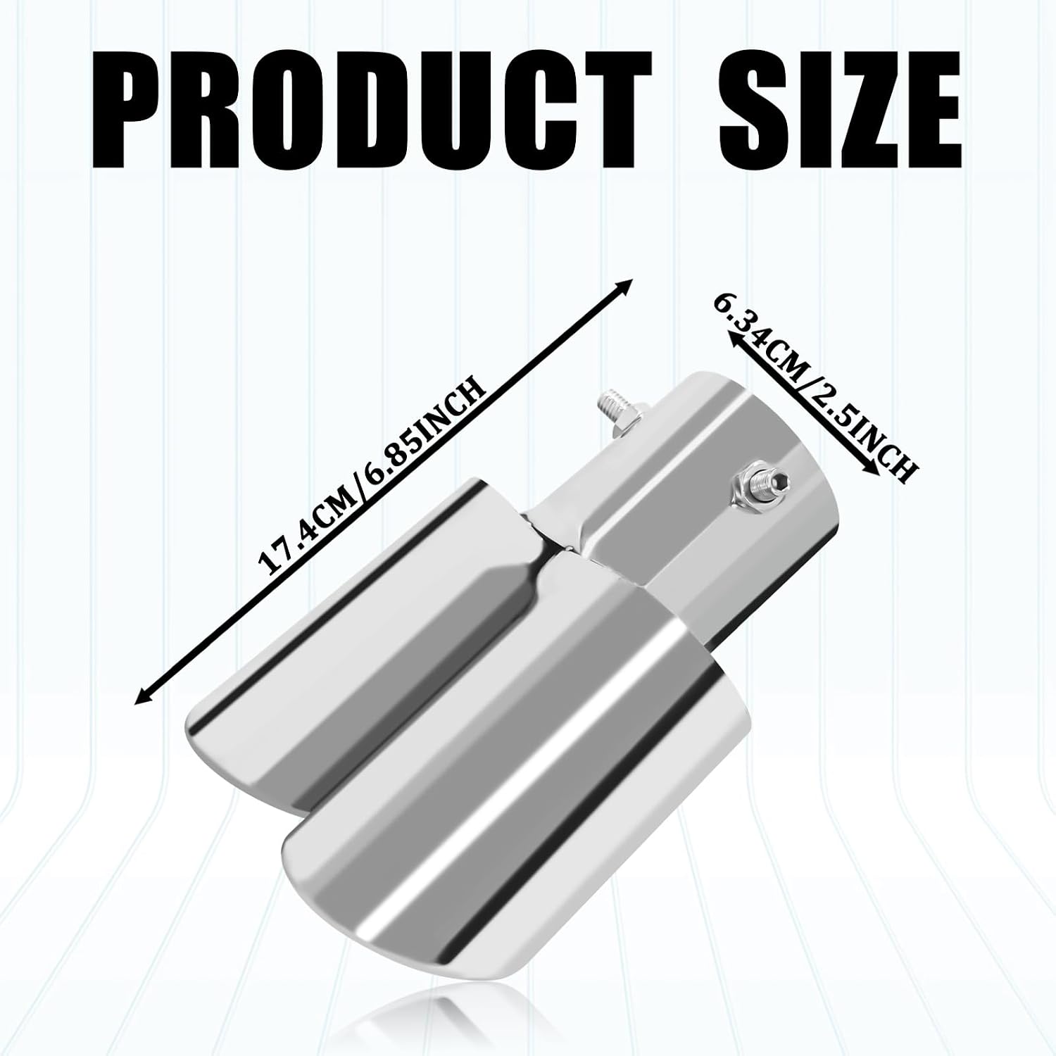 Dual Exhaust Tip 2.5" Inlet, Escapes Deportivos Para Carro, Car Exhaust Tip Pipe Double Outlet Straight Muffler Tailpipe Tips with Screw, Bolt-on Exhausts Pipe Modification Accessories(Silver)