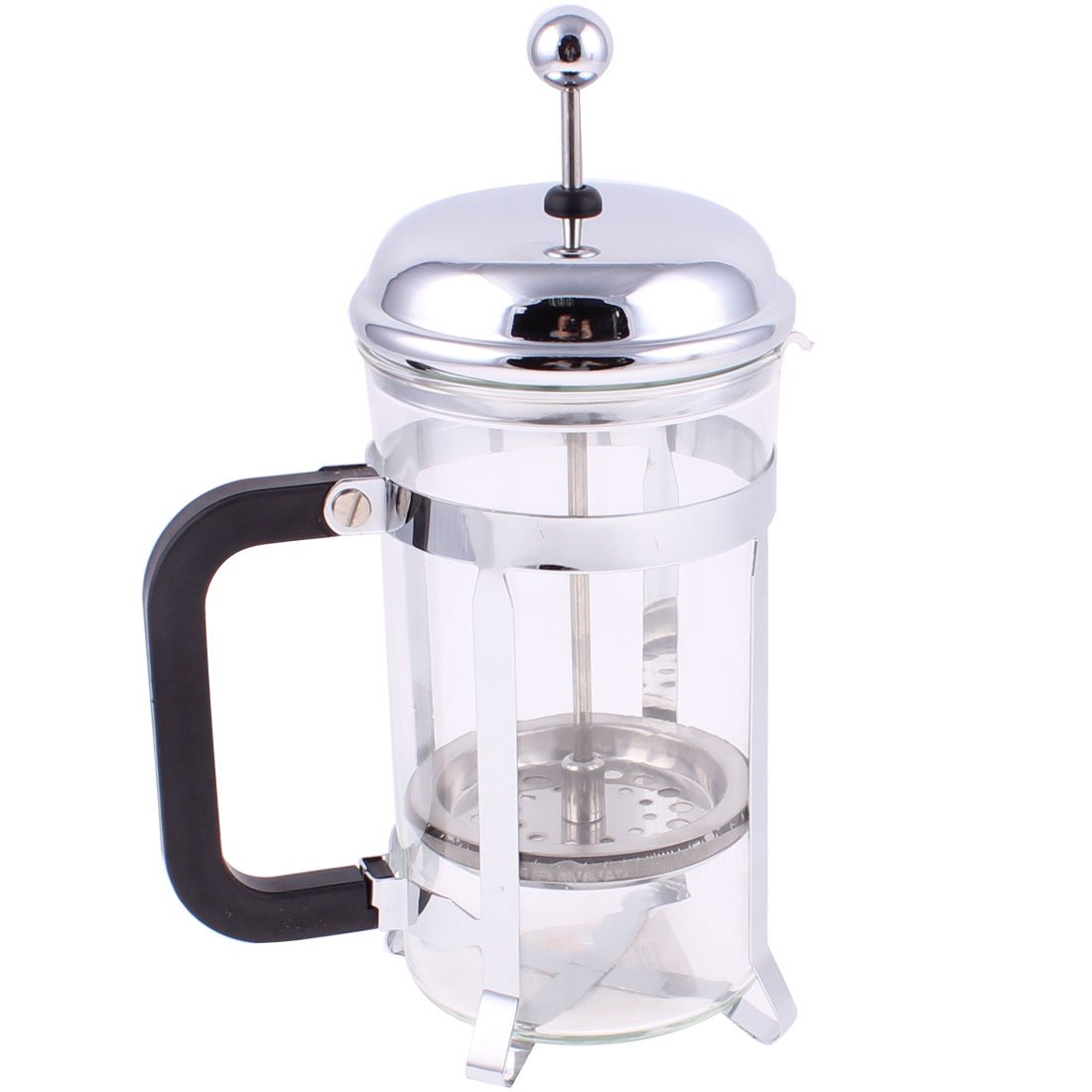 Ruilogod Glass Coffee Tè Maker PLUNGER French Press Pot 600ml argento tono