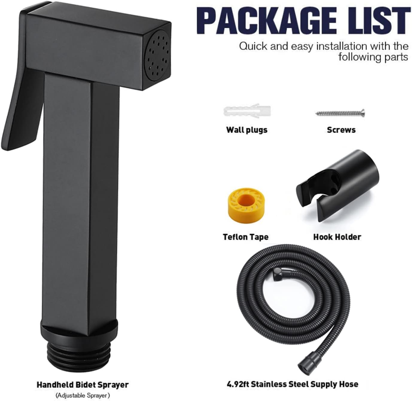 Toilet Bidet Kit - Brass Handheld Bidet Sprayer - Wall Mounted Toilet Shower Head with Hose and Holder — view 3