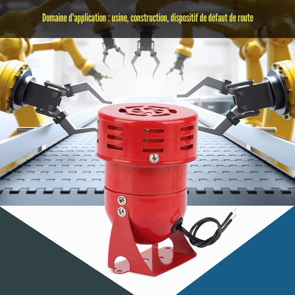 Mini sirène électrique 220 V 120 DB Rouge Mini Alarme Moteur en métal Système d'alarme Moteur en métal pour Usine, Construction, Panne routière Protection électrique cont