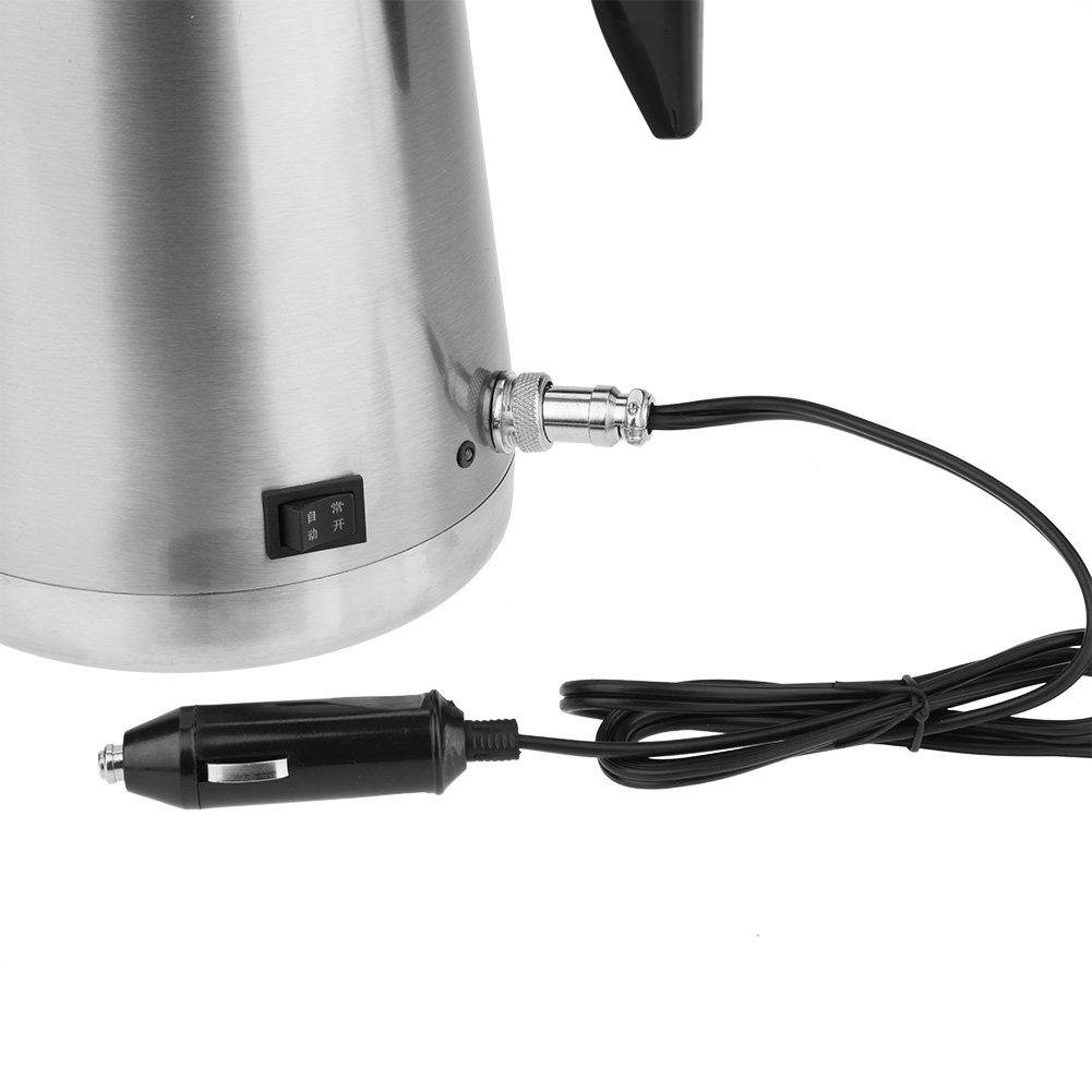 SIXRUN 1200ml Czajnik Samochodowy, 12V 24V Przenośny Czajnik Podróżny z Automatycznym Wyłącznikiem i Rurką Grzewczą ze Stali Nierdzewnej 304 na Wyprawy i Kemping (24V)