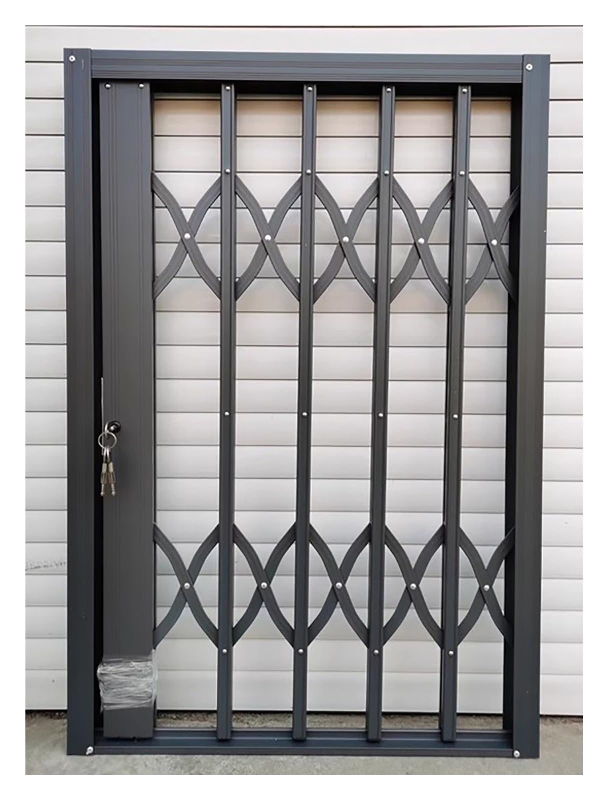 Szyna zabezpieczająca do okien przesuwnych, ze stopu aluminium, zamykana, regulowana, składana, zabezpieczenie przed kradzieżą, zabezpieczenie dla dzieci i zwierząt domowych, 102 x 111,8 cm (nadaje