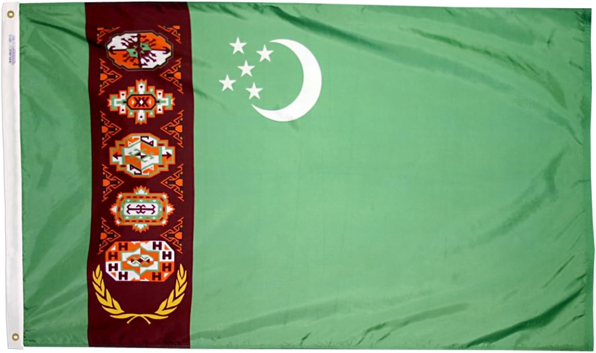 Annin Flagmakers Turkmenistan Flag USA-Made to Official United Nations Design Specifications, 2 x 3 Feet (Model 974071)