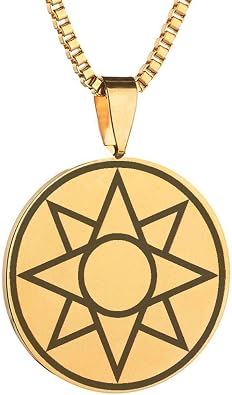 Polished Engraved Star of Ishtar Stainless Steel Pendant Necklace