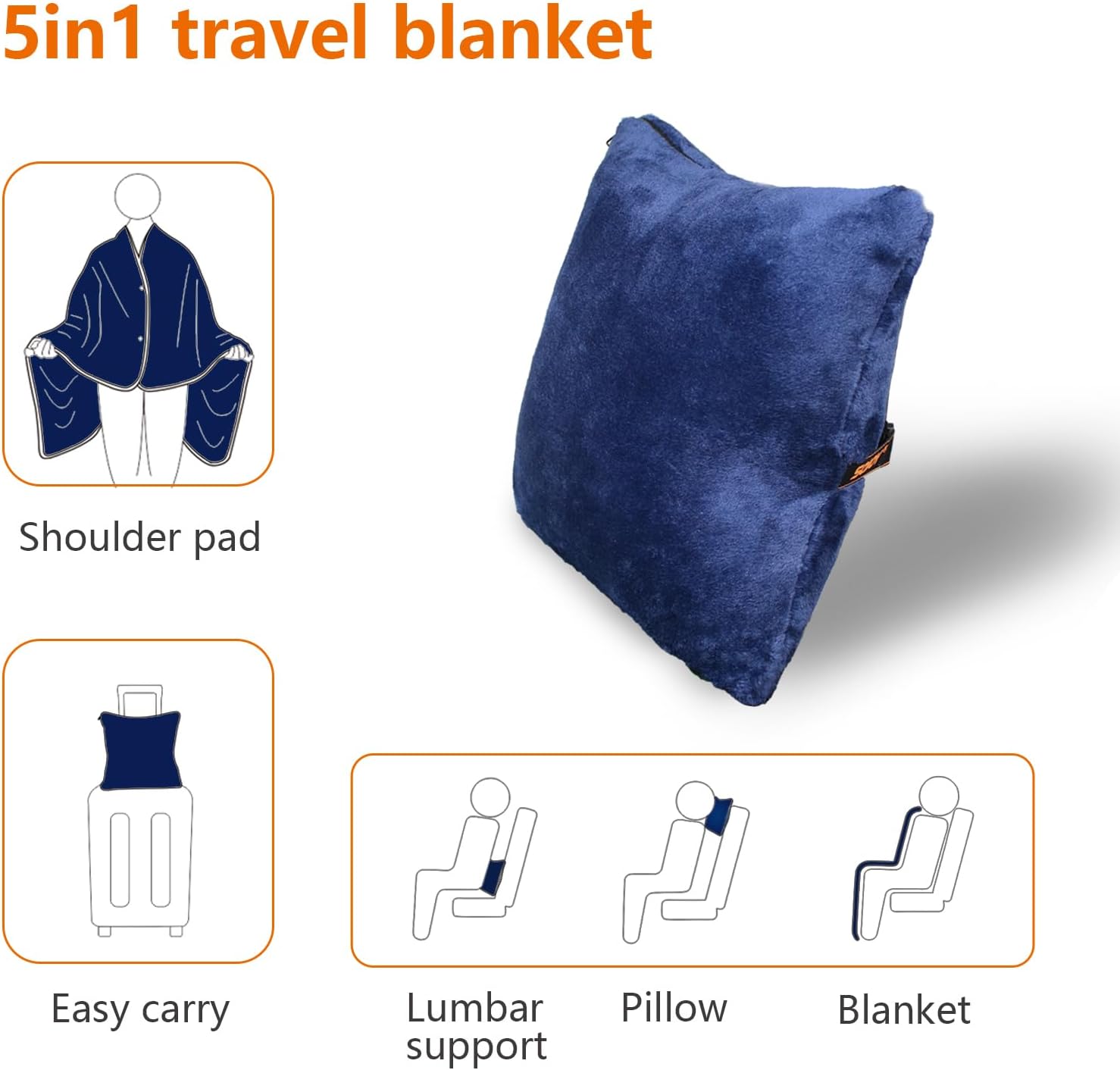 Best Sojoy Travel Blanket &Amp; Pillow 3-In-1, 60&Quot;X43&Quot; Warm Flannel W... 2026