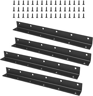 4 Stück Metallwinkel 90 Grad, Winkelprofil, Holzverbinder, Winkelverbinder Schwarz, L Winkel Schwarz, Schwerlast Lochplattenwinkel Eckverbinder für Möbel Tischen Schränken (275x25x25mm) (275x25mm)