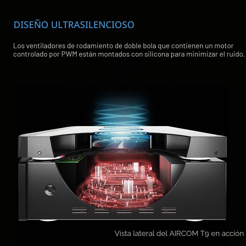 AC Infinity AIRCOM T9, 43cm ventilador de enfriamiento silencioso de escape superior para receptores, amplificadores, DVR y componentes de gabinete AV