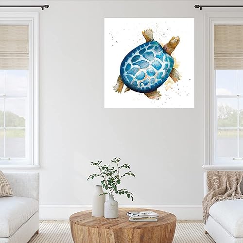 Miniatura 3 de Fine Art Canvas Tortuga Azul - Lienzo cuadrado de la artista Patricia Pinto para sala de estar, dormitorio, baño, cocina, oficina, bar, comedor y