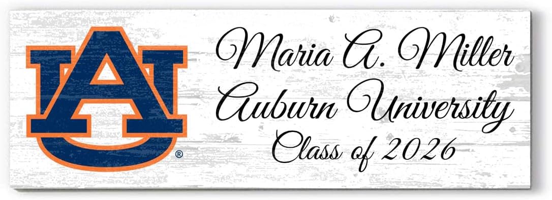Auburn University Personalized Class Year Plaque - Solid Wood - Custom Name for Alumni, New Students, or Graduation Gift