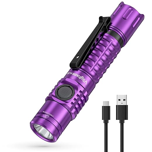 Vlighxes VL02 Led Rechargeable Flashlights 2000 Lumen Tactical Flash Lights Super Bright Flashlight High Lumen,IPX8 Waterproof Small Handheld Flashlight for Camping, Hiking, Fishing(Purple)
