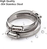 Vista 4 de Abrazadera de manguera, paquete de 25 abrazaderas de manguera de línea de combustible de engranaje helicoidal de acero inoxidable, 0.630-0.984 in