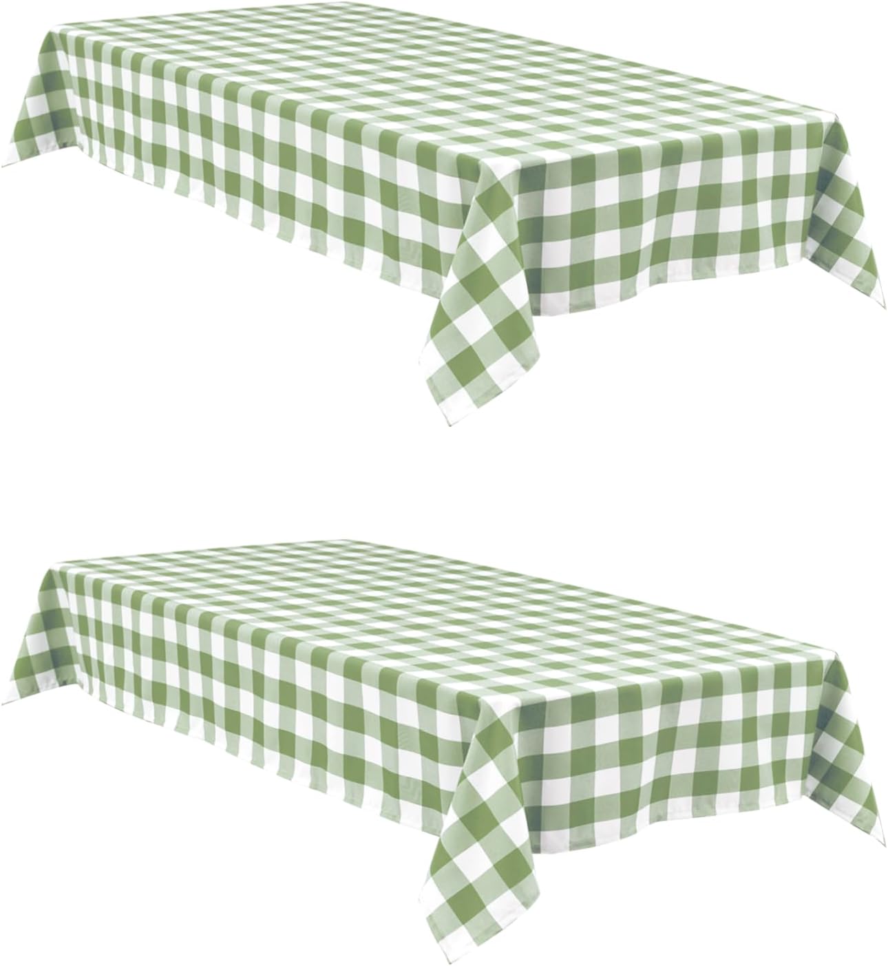 Hiasan Checkered Table Cloths Rectangle, 2 Pack，60 x 120 inch - Waterproof Sage Green and White Tablecloth for Outdoor Picnic/Party/Dining