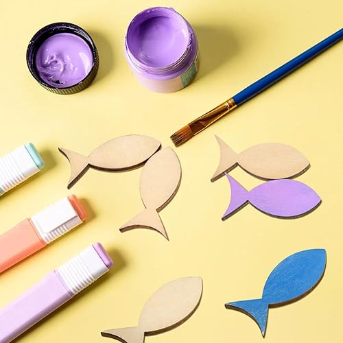 Miniatura 4 de EXCEART 100 piezas de decoración de recortes de pescado sin terminar adornos colgantes recortes artesanales rebanadas de pescado sin terminar